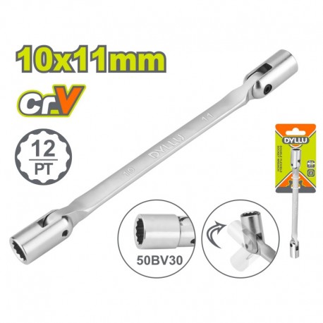 Двусторонний ключ с шарнирными торцевыми головками 10x11мм...