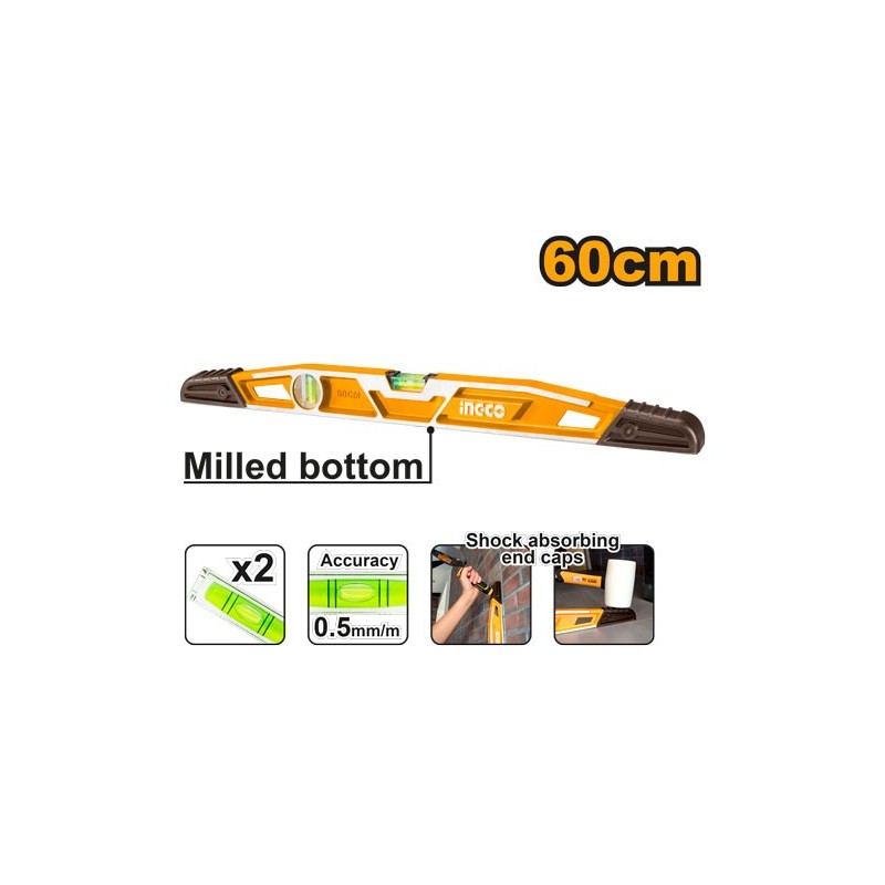 Алюминиевый уровень 60 см INGCO  HBSL08060