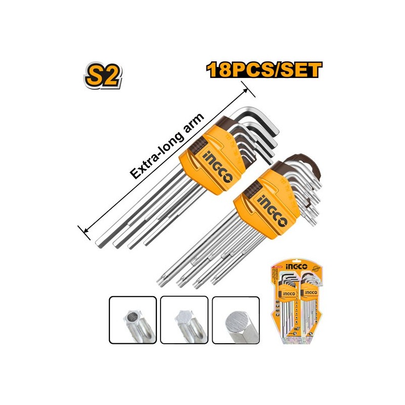 Набор шестигранных ключей 18 buc  INGCO HHKSET0181
