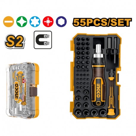 Набор oтвёрток 55 шт, INGCO HKSDB0558