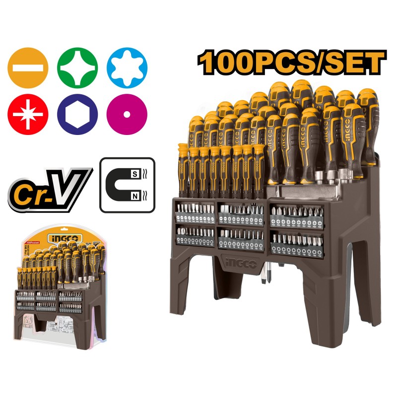 Комплект отверток 100шт. INGCO HKSD10028