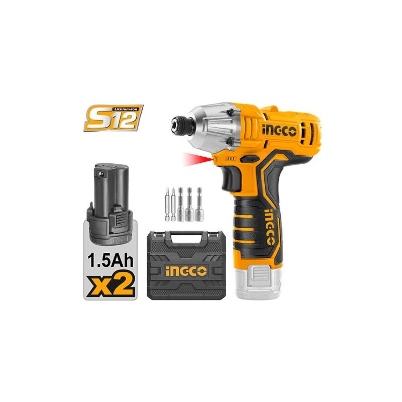 Аккумуляторный ударный винтовёрт 12В/2*1.5Ач INGCO CIRLI1201