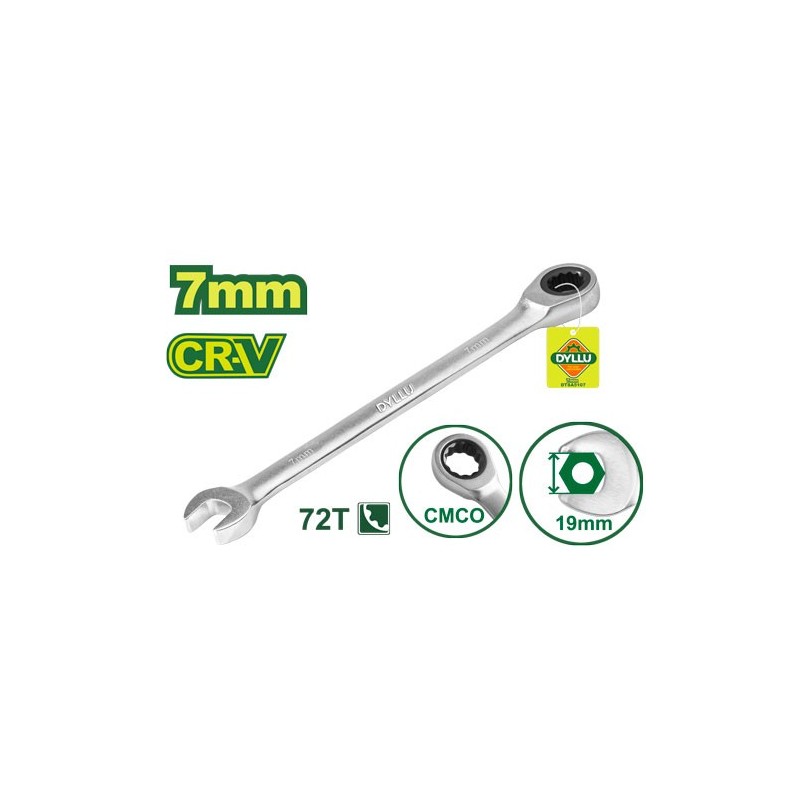 Ключ комбинированный с трещоткой 7 мм CR-V DYLLU DTSA5107