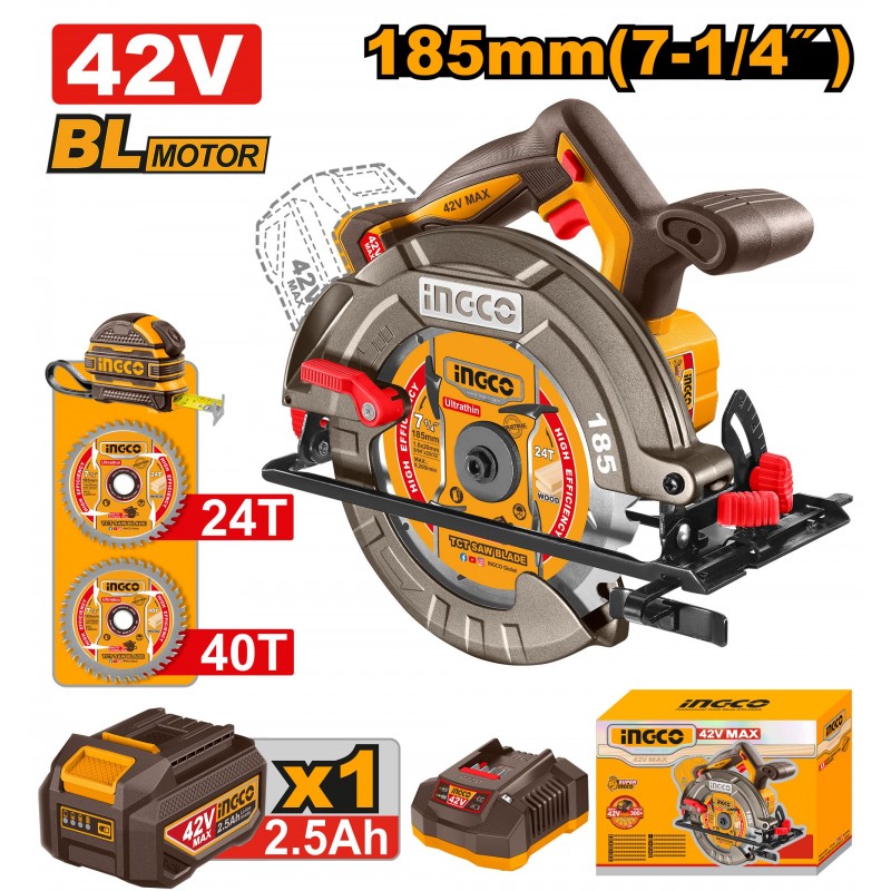 Аккумуляторная дисковая пила 42V (с бесщеточным мотором)185 мм...