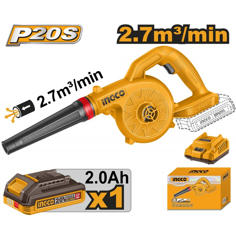 Воздуходувка для листьев с аккумулятором INGCO CABLI20781