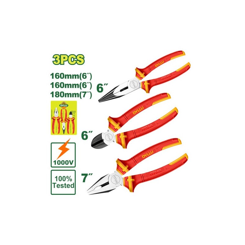 Набор из 3 диэлектрических плоскогубцев DYLLU DTPS0633