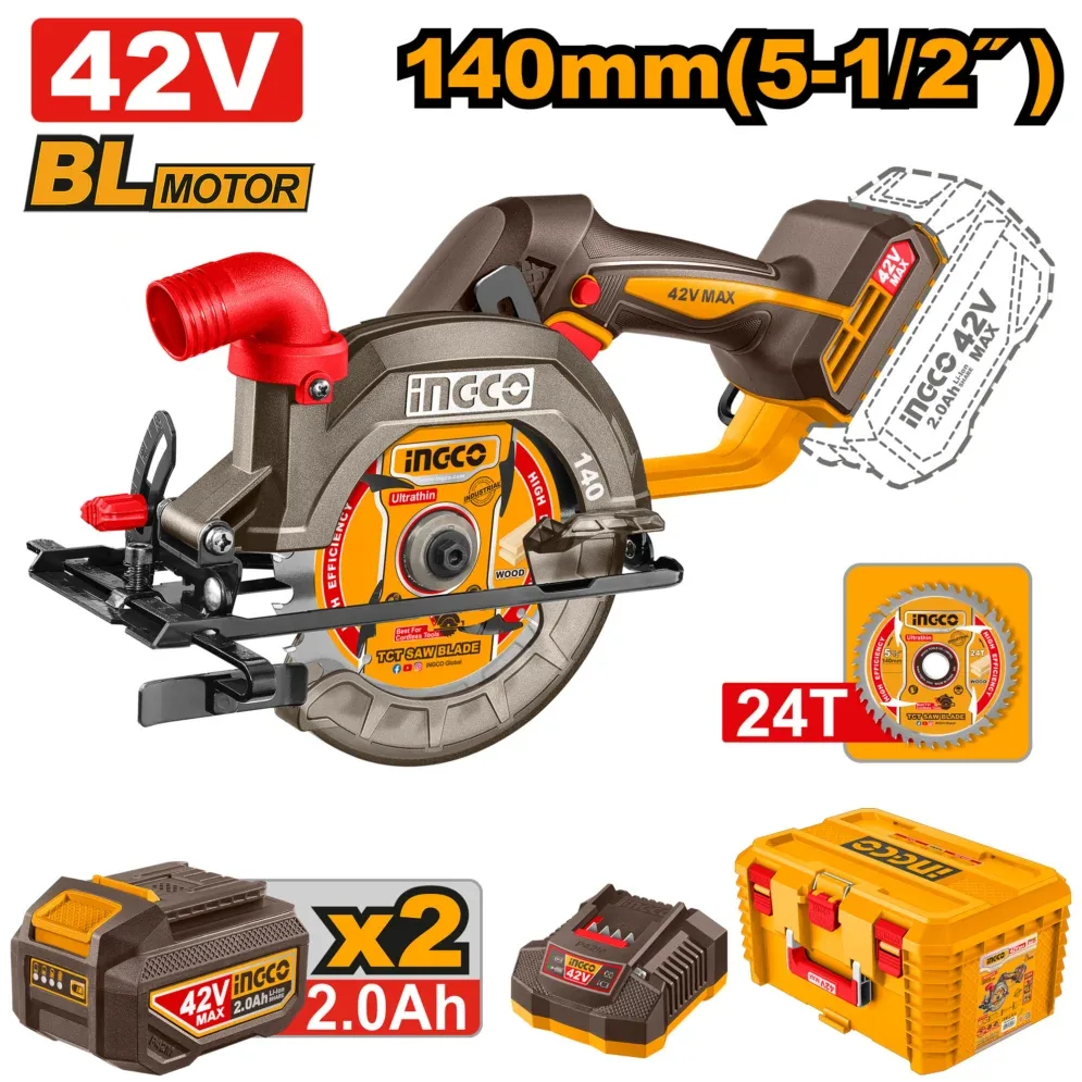 Аккумуляторная циркулярная пила 42 В 140 мм CSLI4214012 INGCO