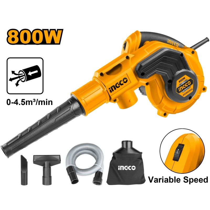 Воздуходувка/пылесос для Листьев 800Вт INDUSTRIAL INGCO AB8008