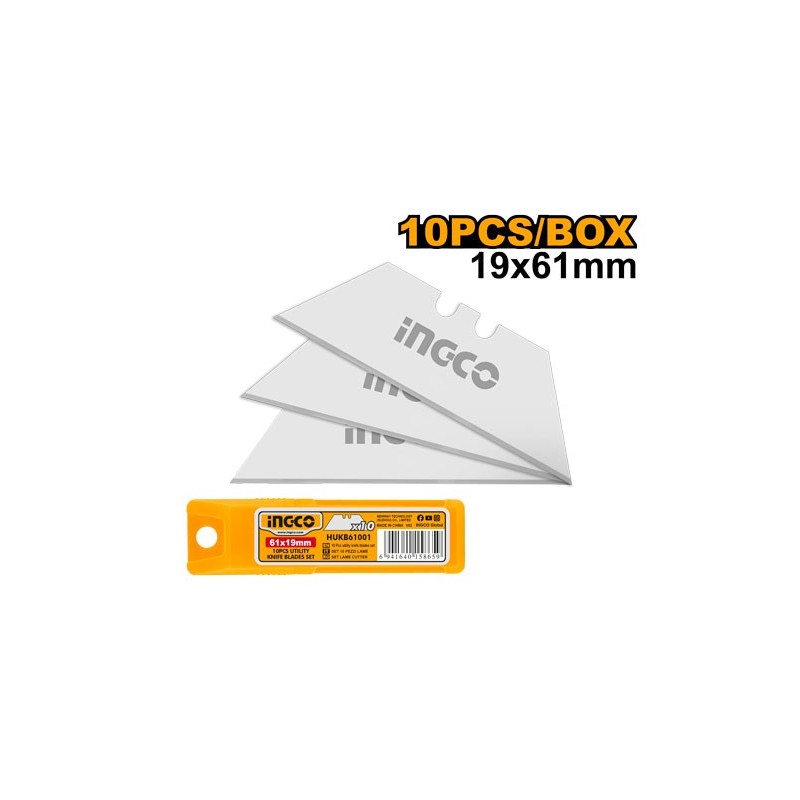 Набор лезвий 10 штук 61*19mm INGCO HUKB61001