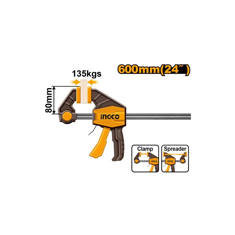Быстрозажимная струбцина 80x600мм INDUSTRIAL INGCO HQBC24802