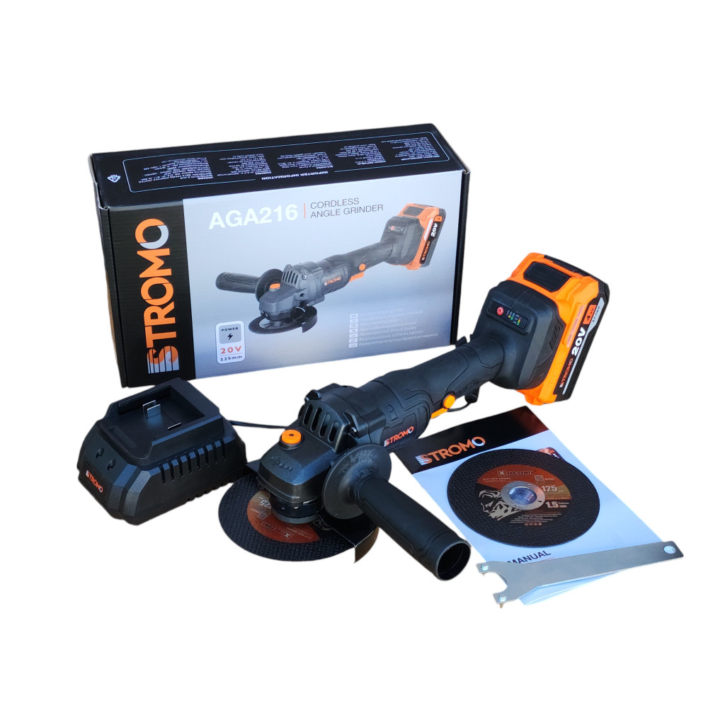 Угловая шлифмашина аккумуляторная STROMO AGA216