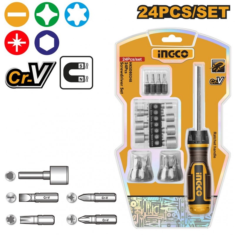 Набор oтвёрток 24шт. INGCO HKSDB0248