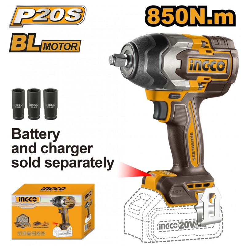 Гайковёрт аккумуляторный ударный (без аккумулятора) 850Nm...