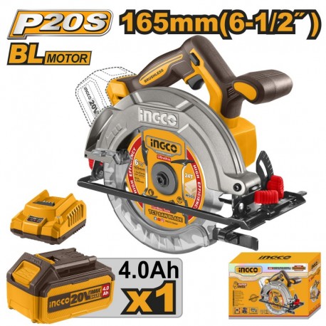Циркулярная аккумуляторная  пила CSLI16521 165 mm 20V  INGCO