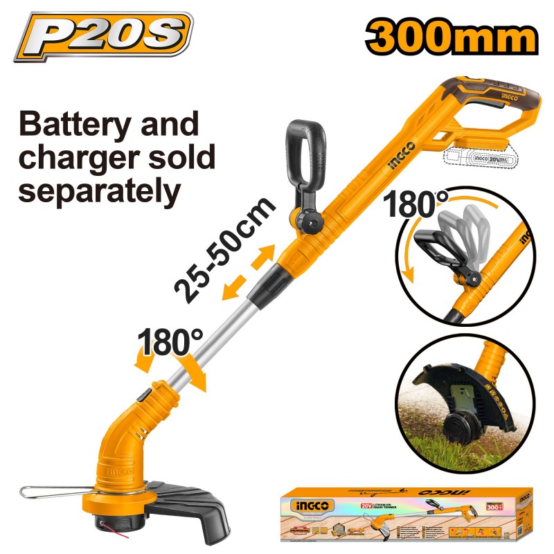 Триммер аккумуляторный для газона 20В INGCO CGTLI20018