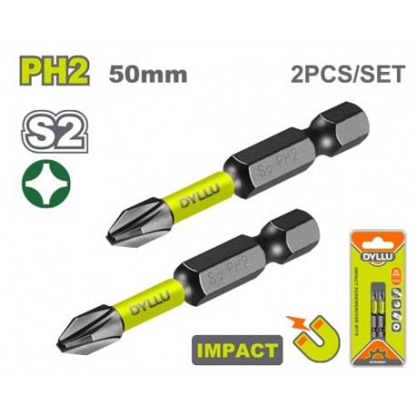 Набор ударных бит PH2 2шт. 50мм DYLLU DTSV2K61