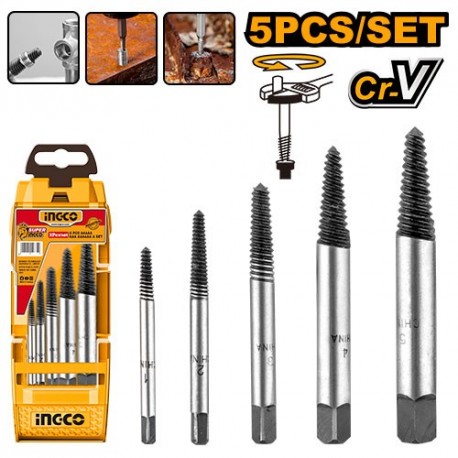 Набор экстракторов для высверливания болтов 5 шт INGCO ASE008
